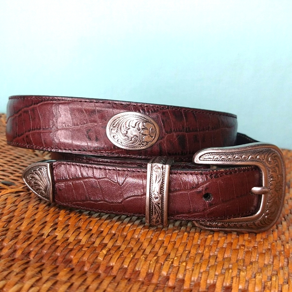 Western Rodeo Cowgirl leather belt with conchos ranch festival